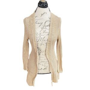 Dressbarn Womens Sweater Sz Small Open Knit Cardigan Boho Minimalist Clean Girl